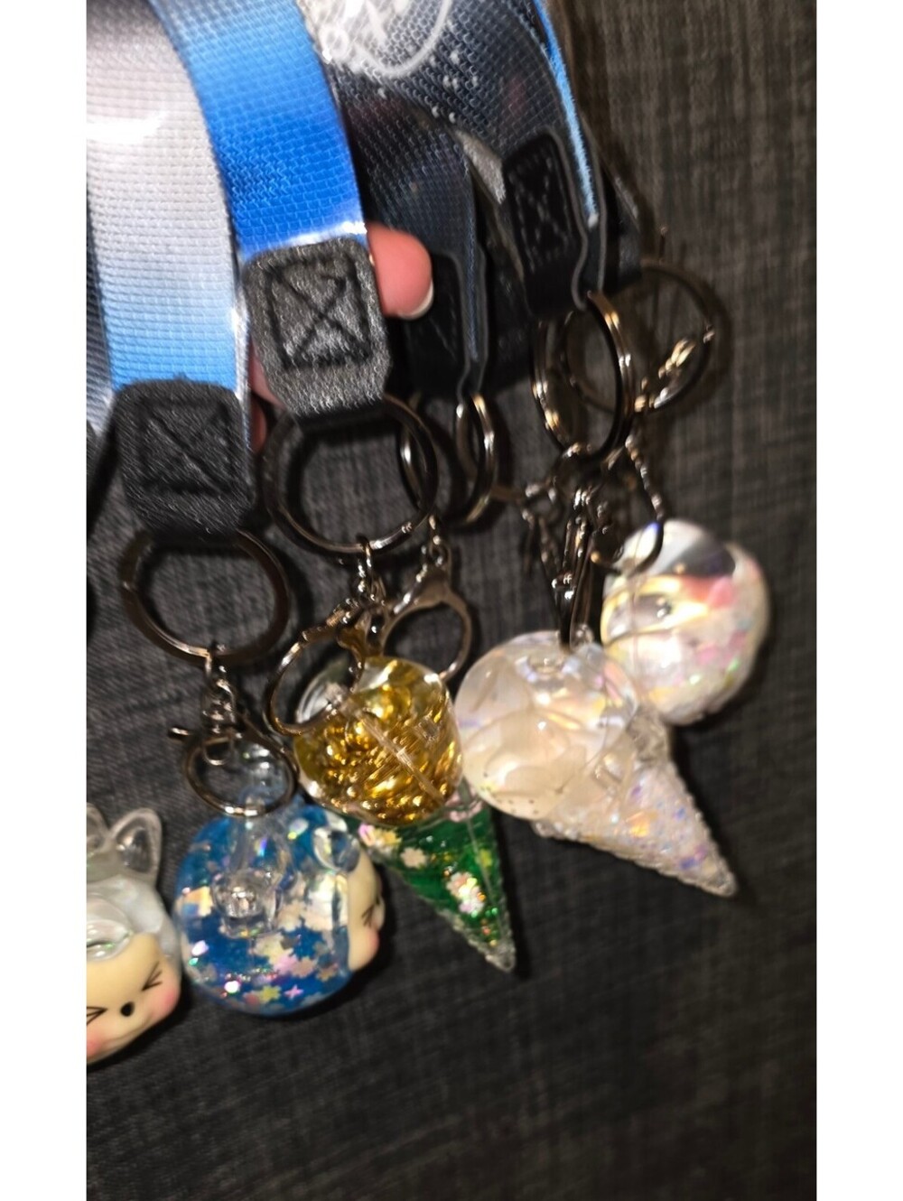 3 RandoM Charm Keychain Set with Blue Gradient Lanyards - Picture 11 of 11